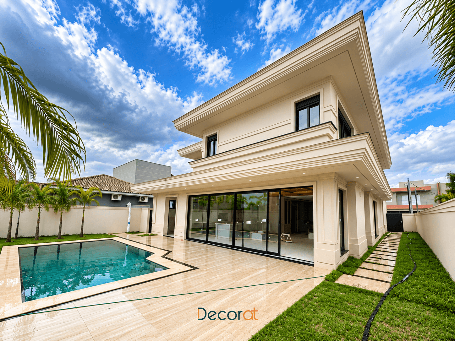 Fachada residencial com molduras Decorat